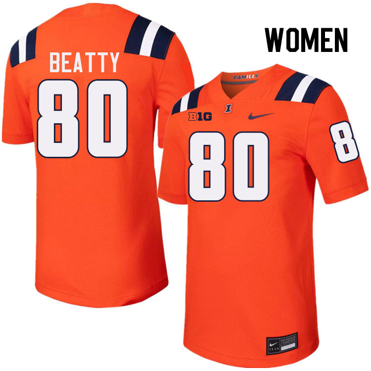 Women #80 Hank Beatty Illinois Fighting Illini College Football Jerseys Stitched-Orange